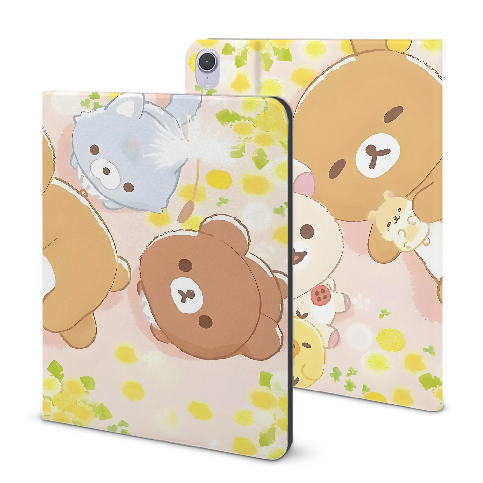 （画像用） リラックマ リラックマ キイロイトリ Rilakkuma Korilakkuma Kiiroitori IPad ケース ブック型 PUレザー TPU 耐衝撃 軽量 薄型 ペン収納なし 全面保護 IPad 各モデル対応